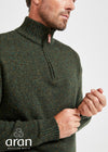 Aran Troyer Zip Sweater | Green