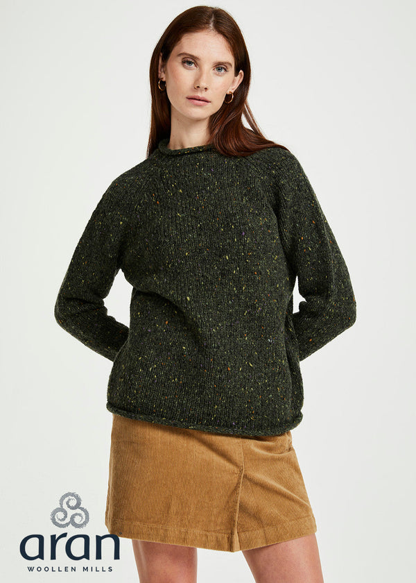 Ladies Donegal Roll Neck Sweater | Green