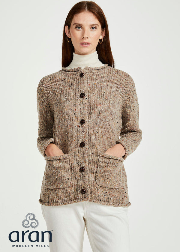 Ladies Donegal Wool Cardigan | Oatmeal