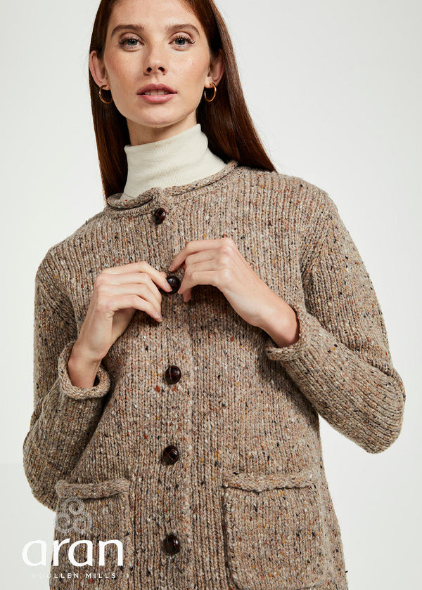 Ladies Donegal Wool Cardigan | Oatmeal