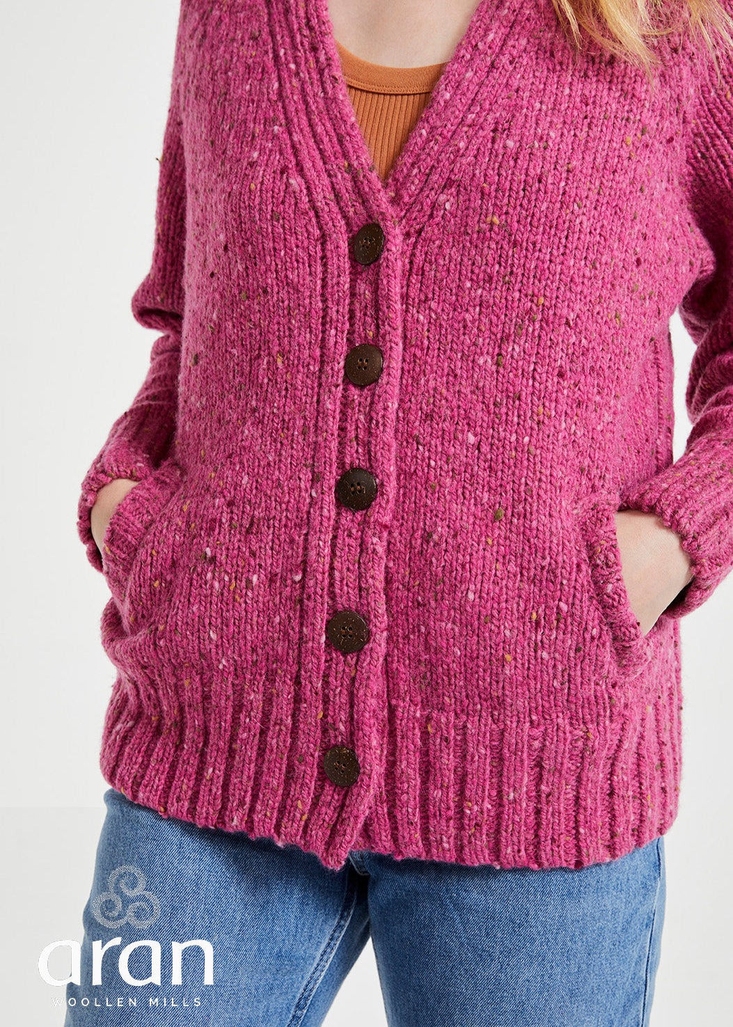 Ladies Tweed Cardigan | Pink
