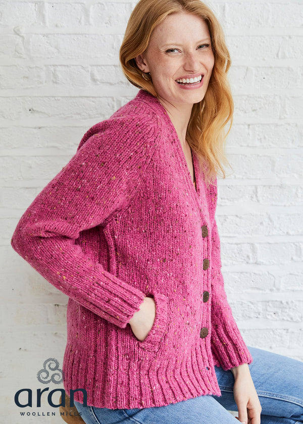 Ladies Tweed Cardigan | Pink