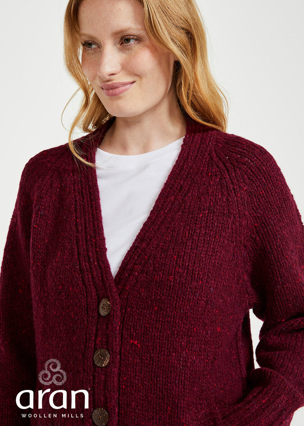 Ladies Tweed Cardigan | Berry