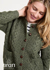 Handknit Aran Lumber Cardigan | Green
