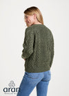 Handknit Aran Lumber Cardigan | Green