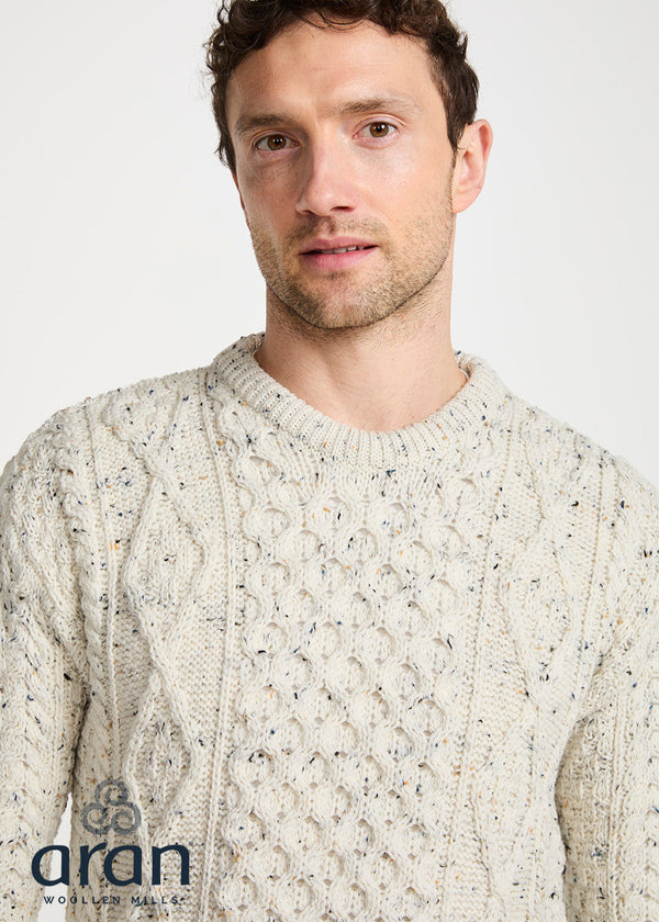 Aran Wool Sweater | Flecked Cream