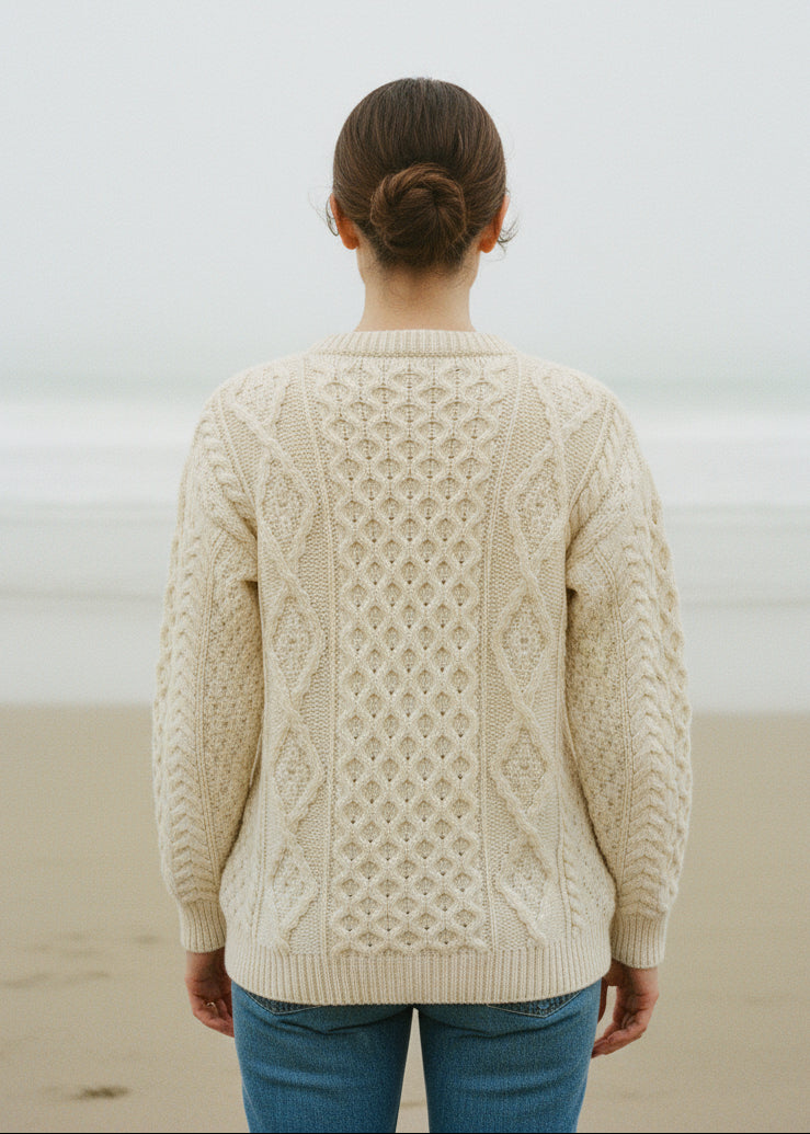 Unisex Aran Wool Sweater | Natural