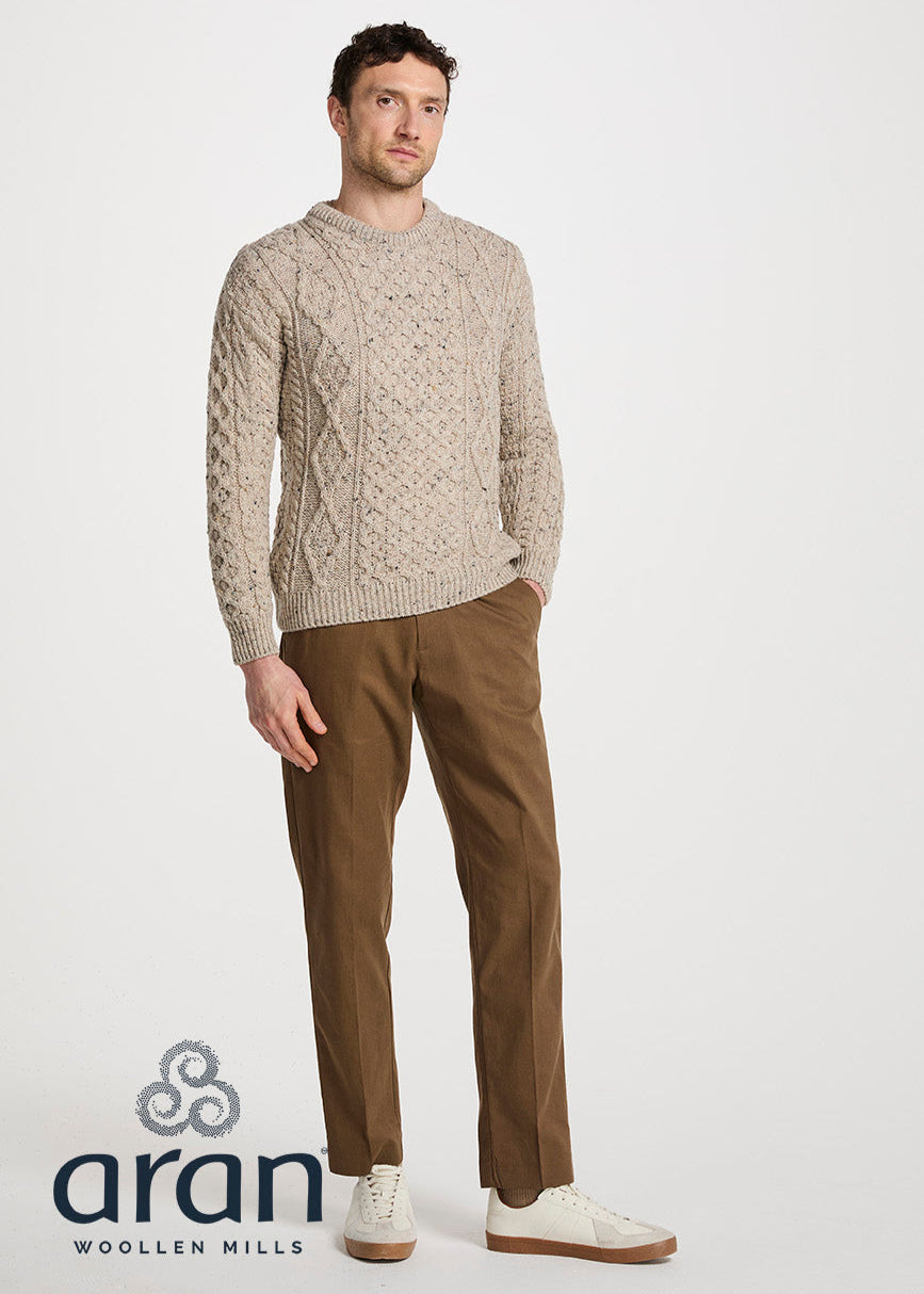 Aran Wool Sweater | Flecked Oatmeal