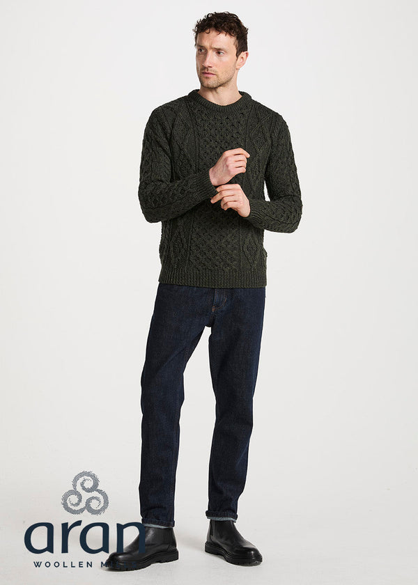 Aran Wool Sweater | Army Green