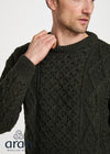 Aran Wool Sweater | Army Green