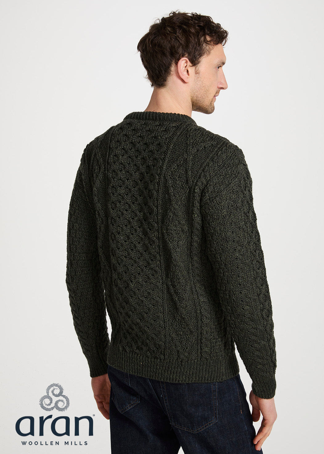 Aran Wool Sweater | Army Green