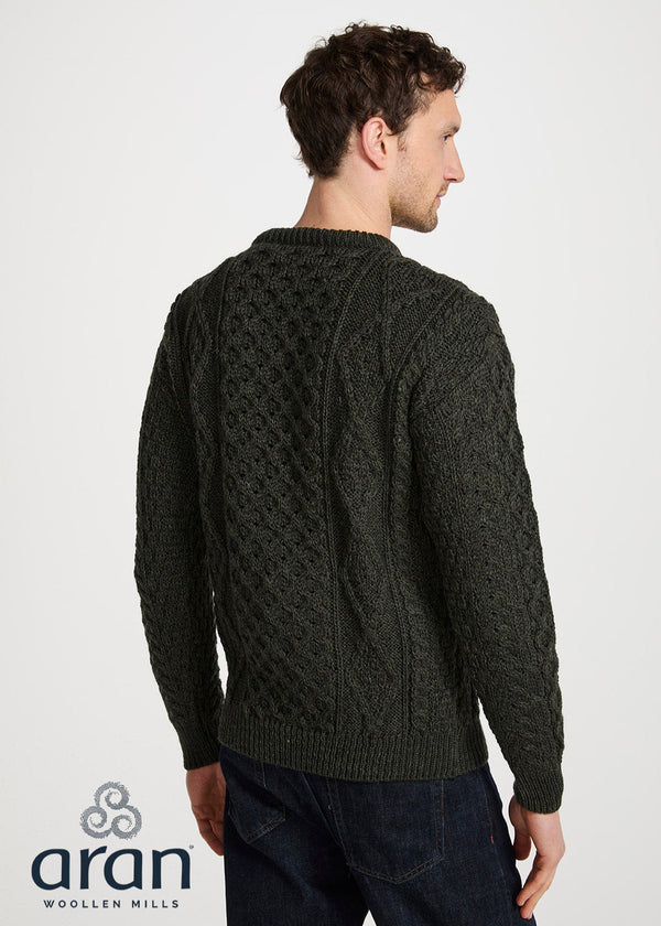 Aran Wool Sweater | Army Green
