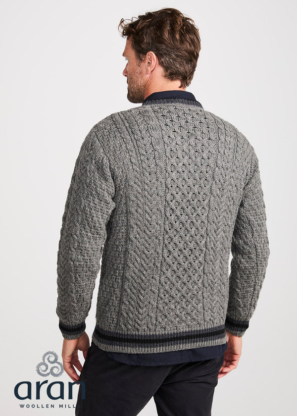 Aran Men's Stripe Sweater | Grey