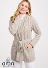 Shawl Neck Aran Belted Cardigan