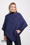 Aran Super Soft Poncho | Blue