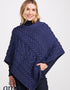 Aran Super Soft Poncho | Blue