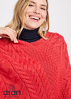 Aran Super Soft Poncho | Coral