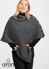 Ladies Herringbone Poncho | Charcoal
