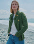 Aran 3 Buttons Trellis Cardigan | Green