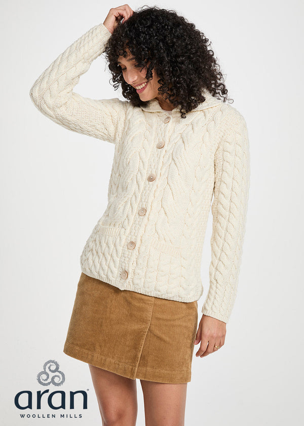 Belcarra Ladies Aran Cardigan | Natural