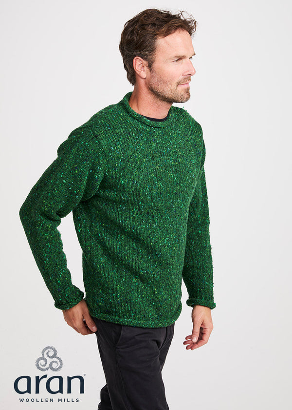 Donegal Roll Neck Fisherman Sweater | Green