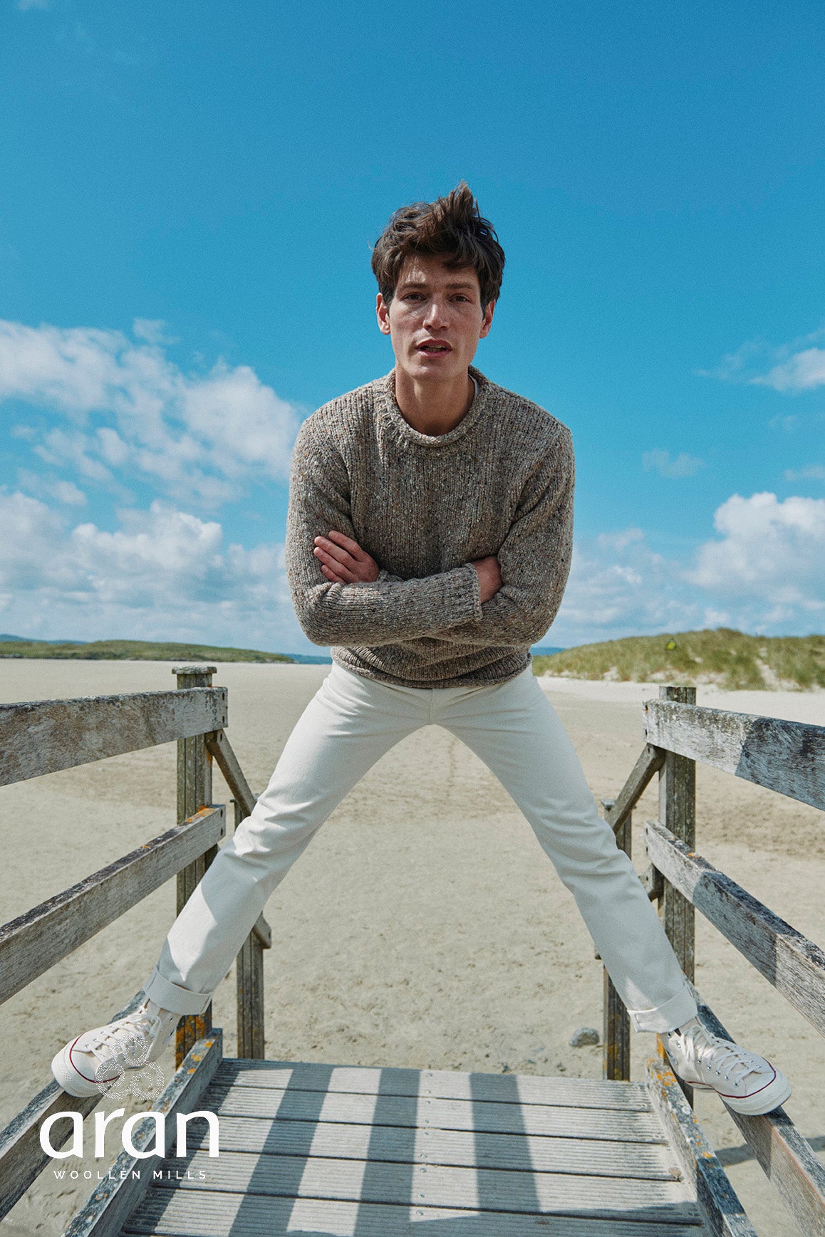 Tweed Roll Neck Mens Sweater