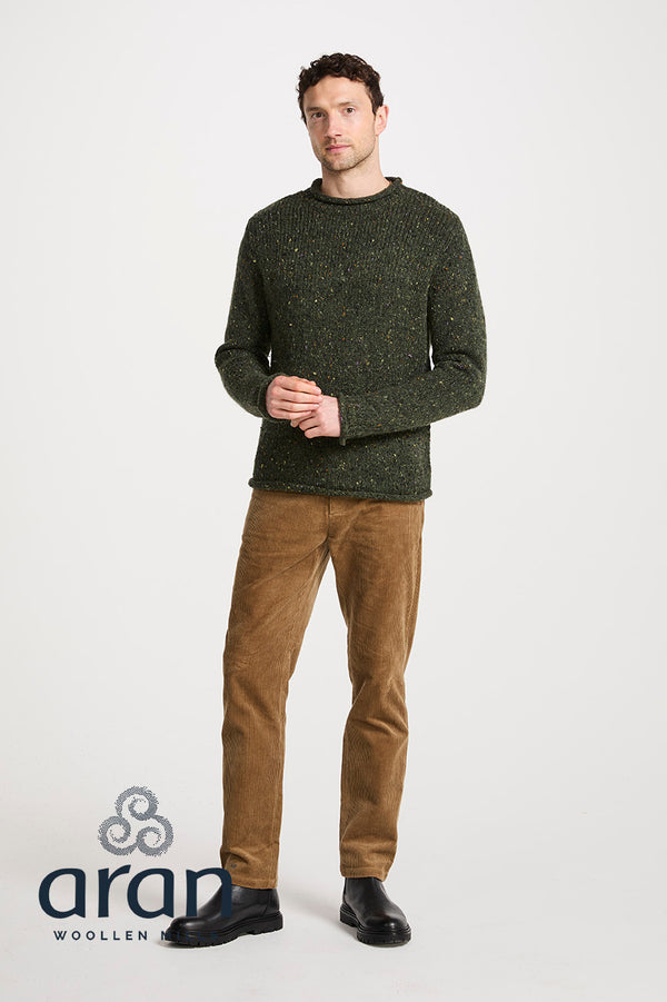 Raheen Tweed Roll Neck Mens Sweater | Green