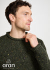 Raheen Tweed Roll Neck Mens Sweater | Green