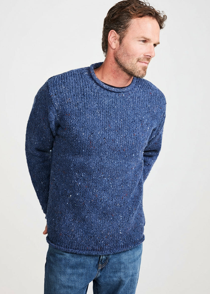 Donegal Roll Neck Fisherman Sweater | Blue