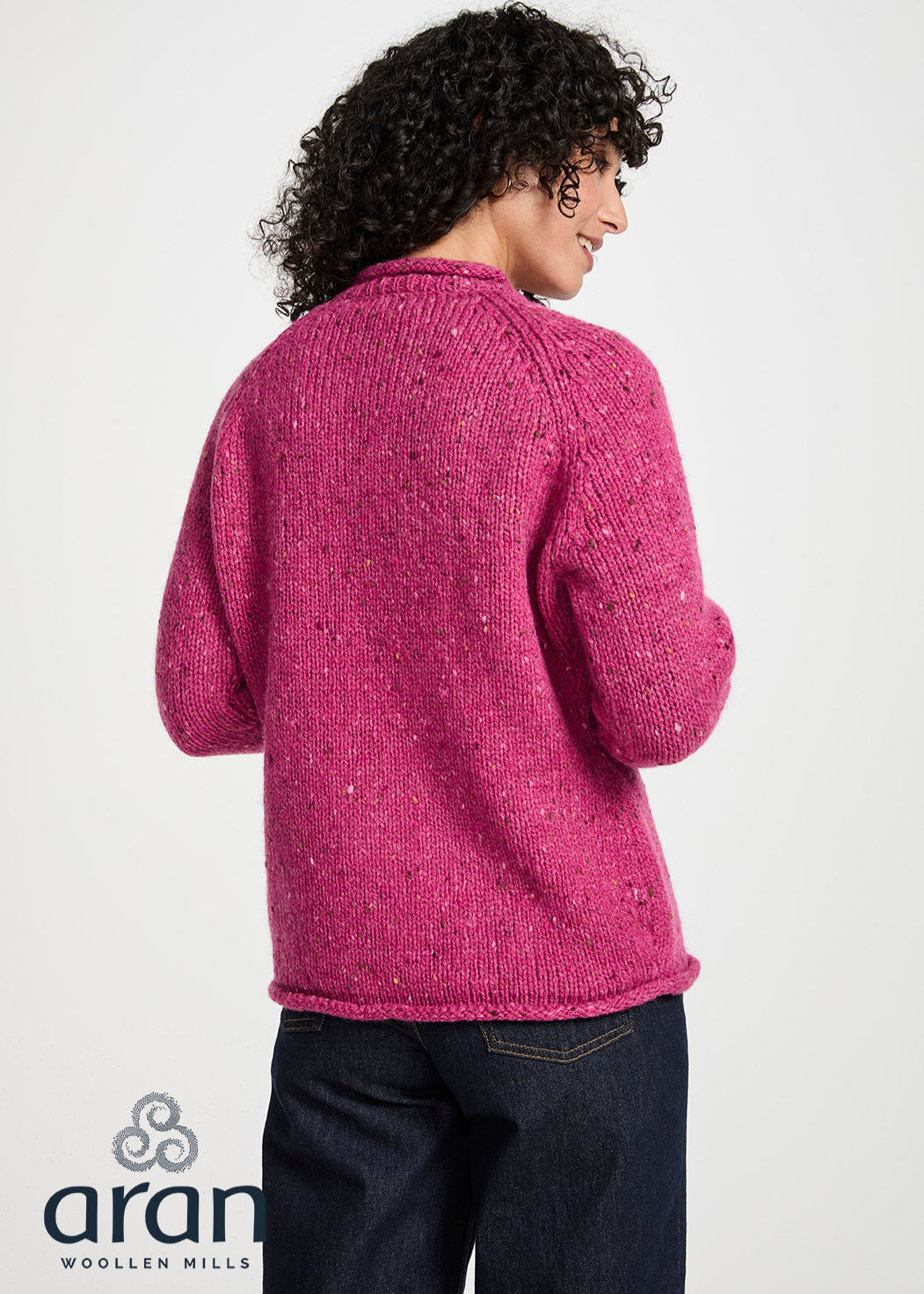 Ladies Donegal Roll Neck Sweater | Pink