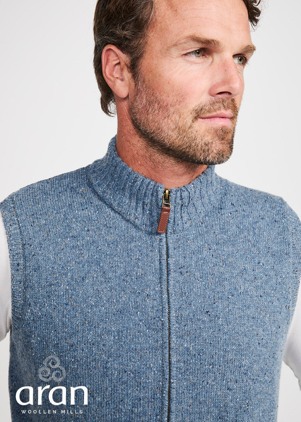 Men's Aran Nepped Gilet | Blue