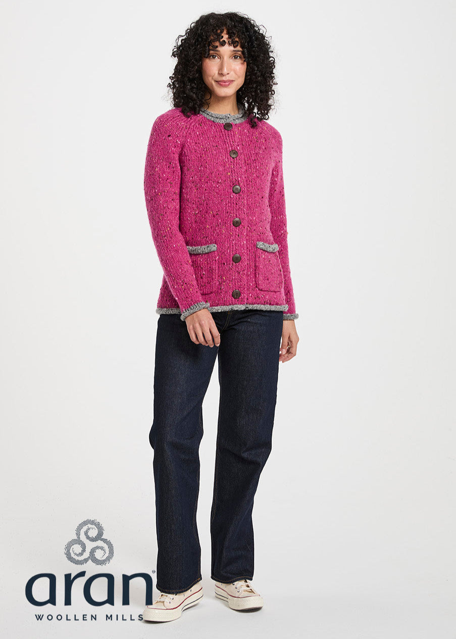 Ladies' Raglan Cardigan | Pink Grey