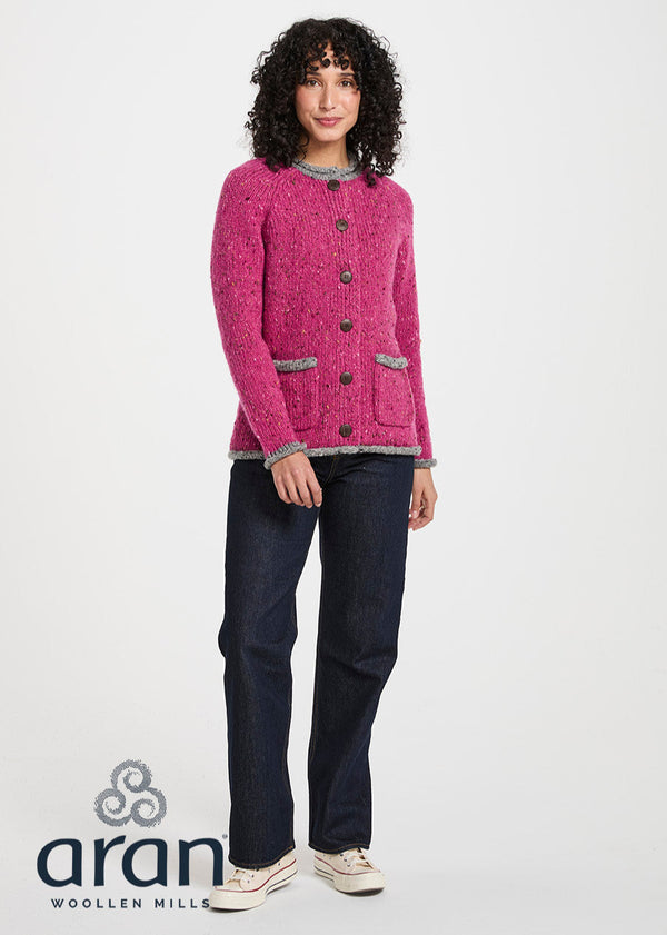 Ladies' Raglan Cardigan | Pink Grey