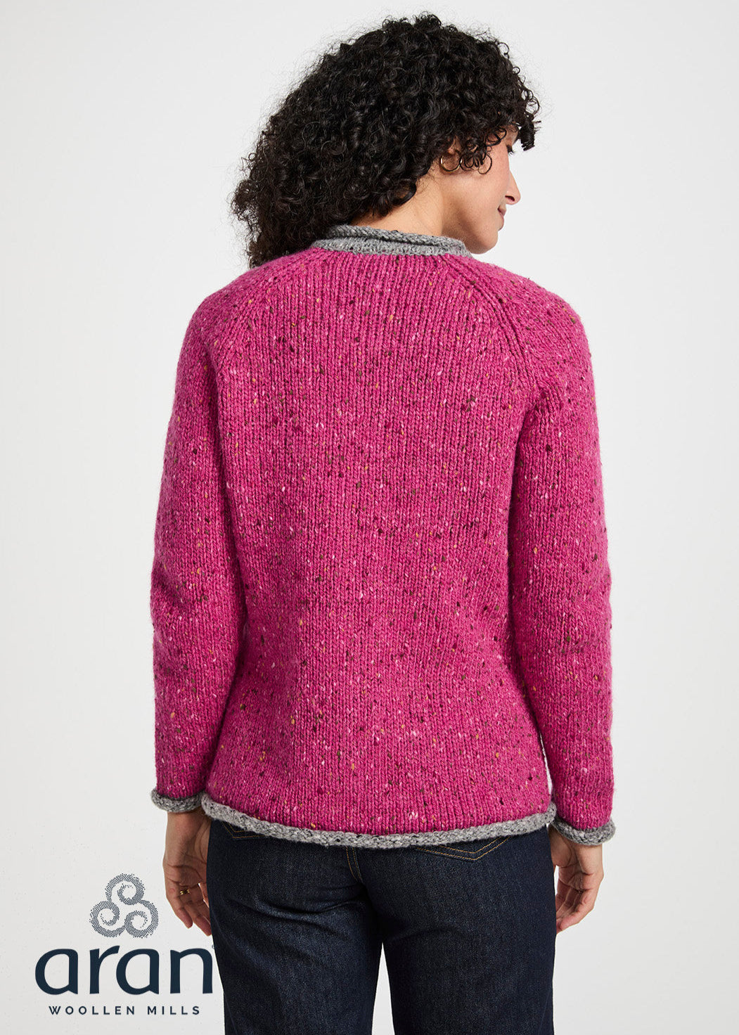 Donegal Ladies' Raglan Cardigan | Pink Grey