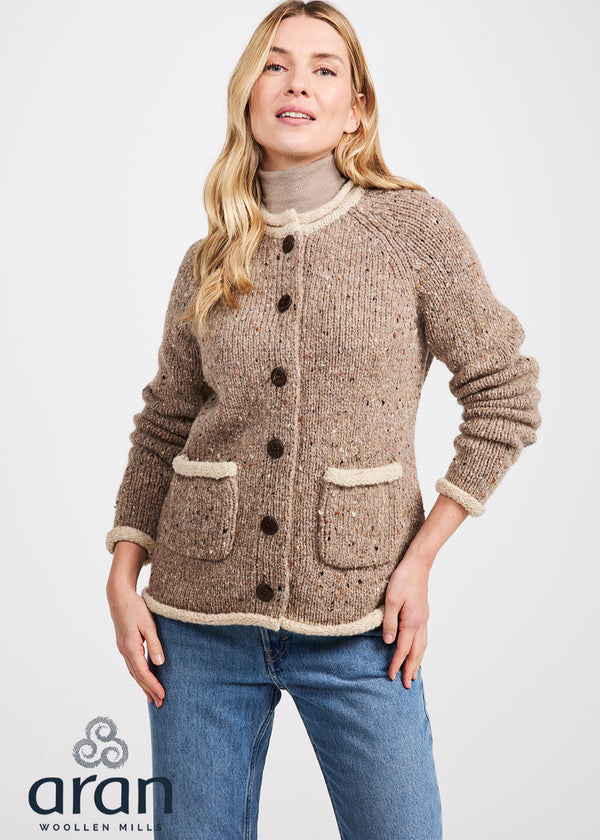Donegal Ladies' Raglan Cardigan | Oatmeal Beige