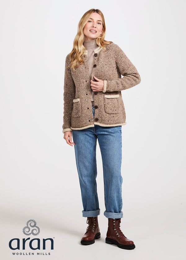 Donegal Ladies' Raglan Cardigan | Oatmeal Beige