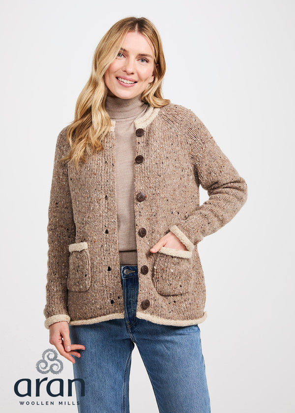 Donegal Ladies' Raglan Cardigan | Oatmeal Beige