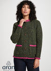 Donegal Ladies' Raglan Cardigan | Green Pink