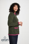 Donegal Ladies' Raglan Cardigan | Green Pink