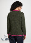 Donegal Ladies' Raglan Cardigan | Green Pink