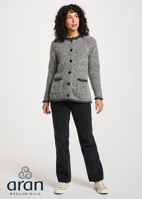 Donegal Ladies' Raglan Cardigan | Grey Charcoal