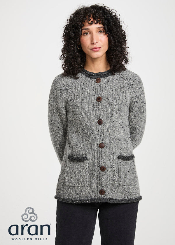 Donegal Ladies' Raglan Cardigan | Grey Charcoal