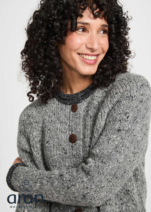 Donegal Ladies' Raglan Cardigan | Grey Charcoal