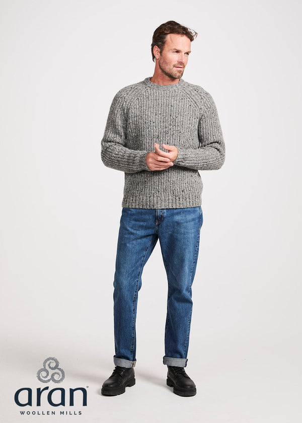 Men's Fisherman Rib Nepped Sweater | Grey
