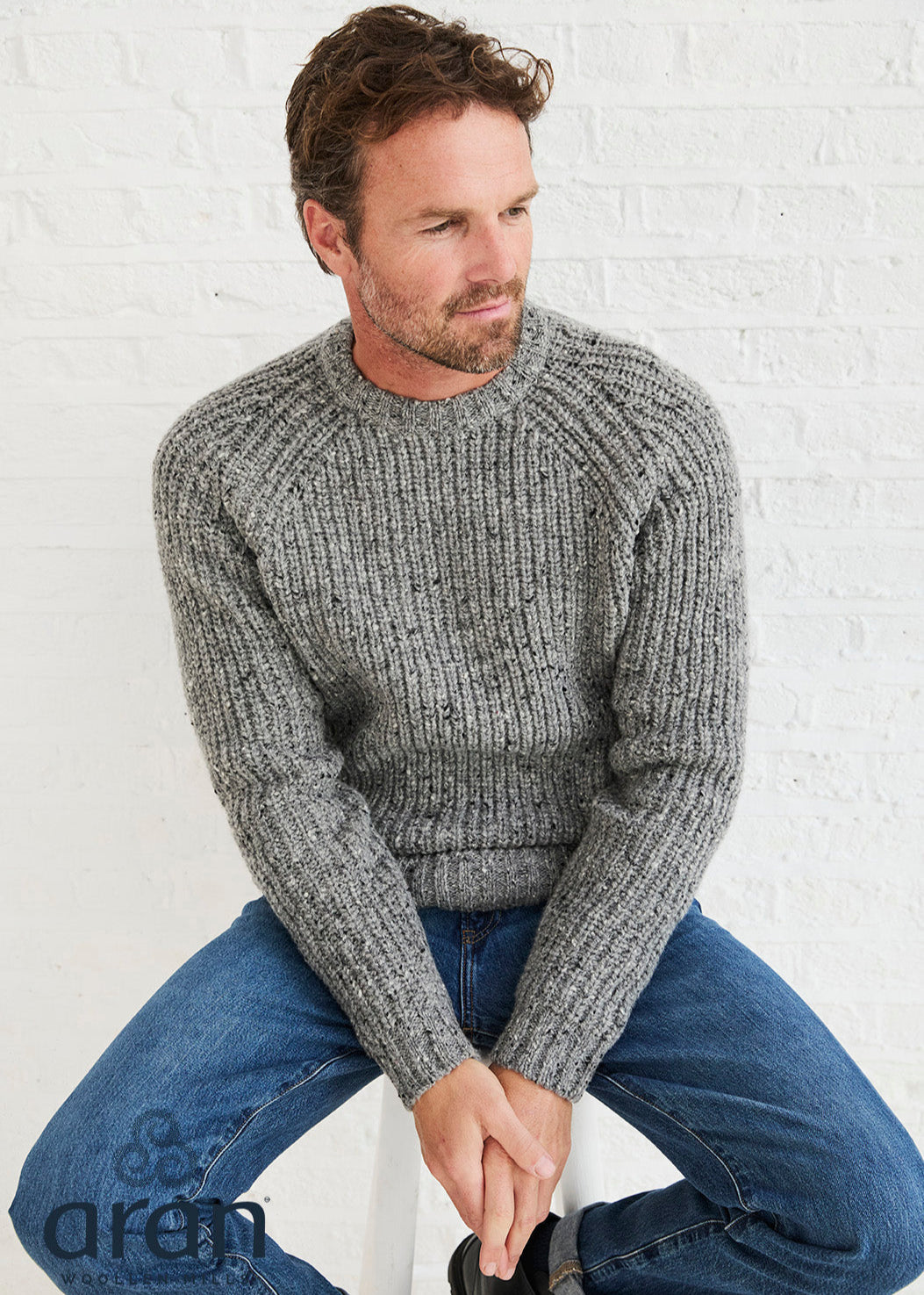 Men's Fisherman Rib Nepped Sweater | Grey