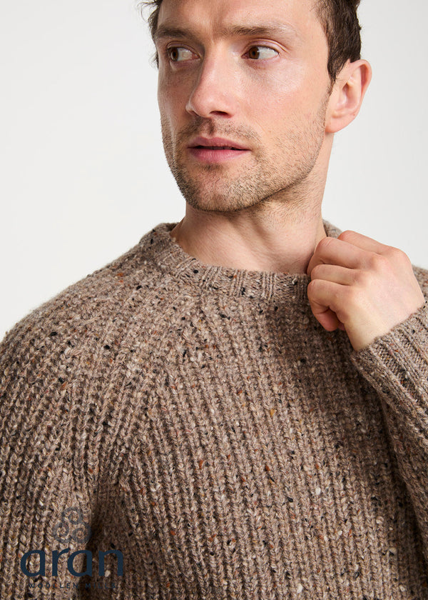 Men's Fisherman Rib Nepped Sweater | Brown