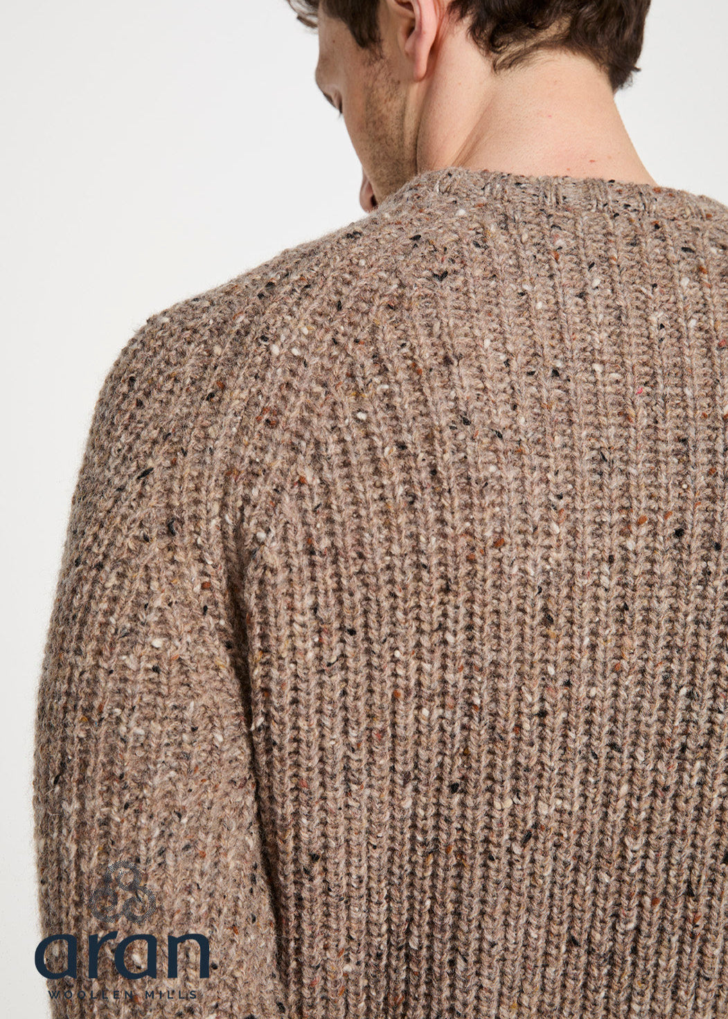 Men's Fisherman Rib Nepped Sweater | Brown