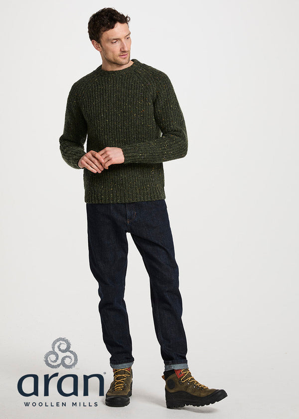Men's Fisherman Rib Nepped Sweater | Army Green