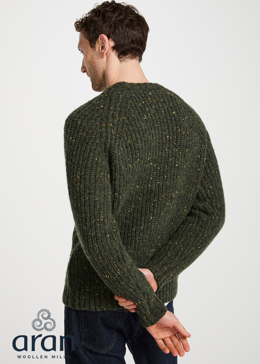 Men's Fisherman Rib Nepped Sweater | Army Green