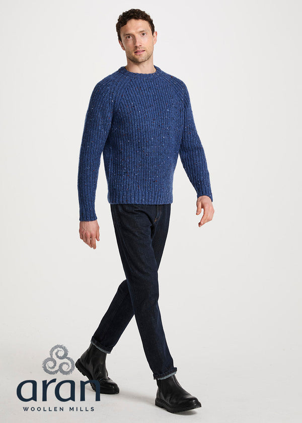 Men's Fisherman Rib Nepped Sweater | Blue